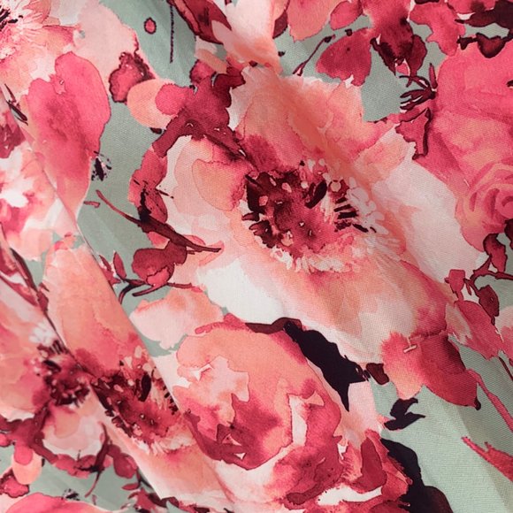 Jodi Kristopher Formal Elegant Floral Skirt Pleated Flared Puffy Skirt Pink 9 - Picture 7 of 13